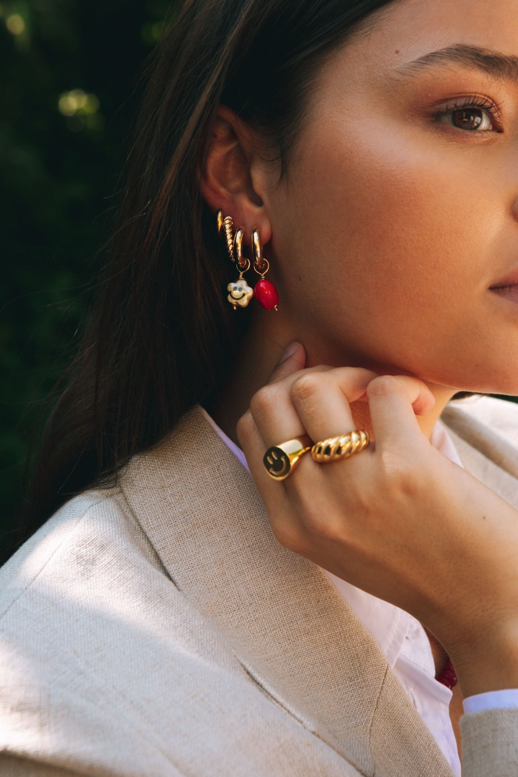 Hoops 2 pcs ~ 14K gold plated stainless steel