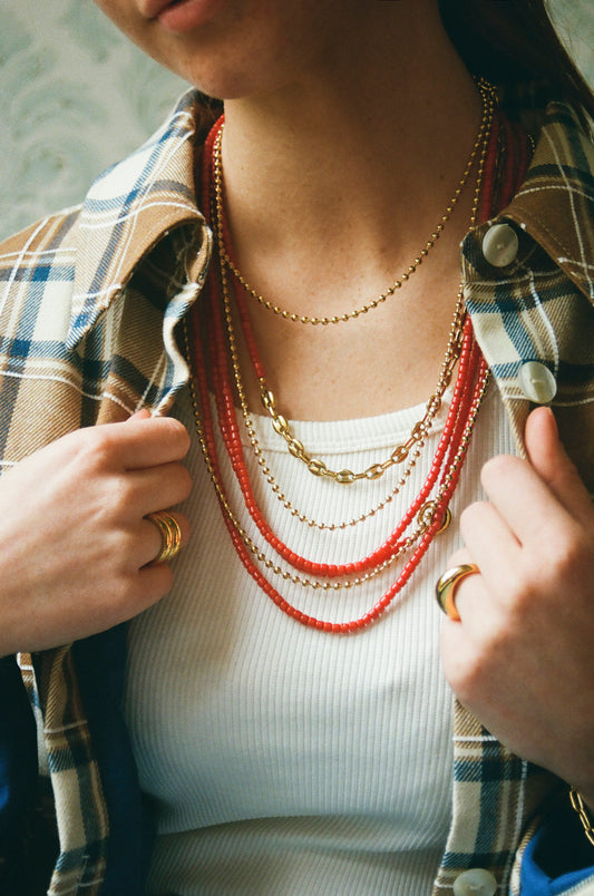Tommy Coral Orange Long Necklace
