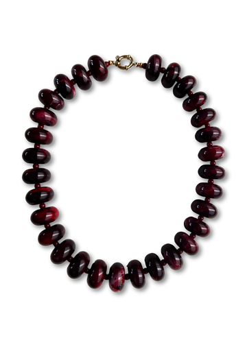Grote Kralen Burgundy Ketting 