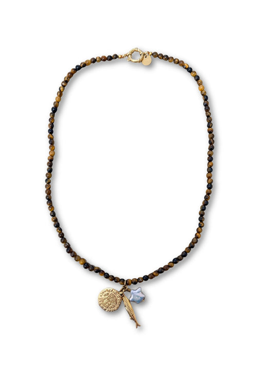 Brown Pendant Trio Necklace