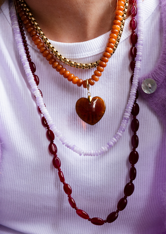 Funky Burgundy Long Necklace
