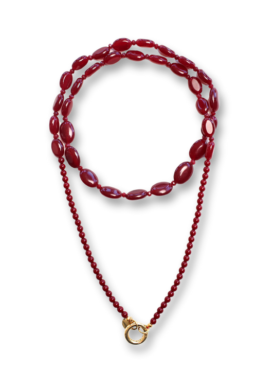 Funky Burgundy Long Necklace