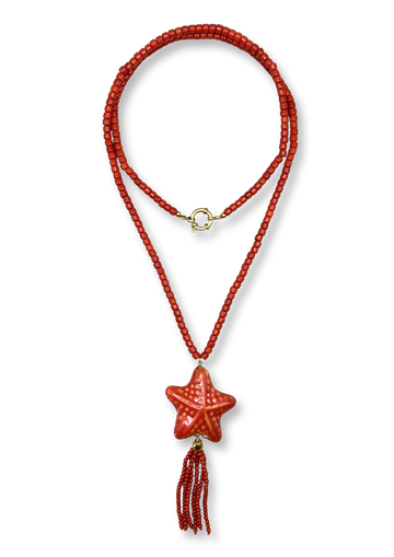 Coral Tassel Necklace